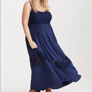NWT Torrid Lace Inset Gauze Maxi Dress